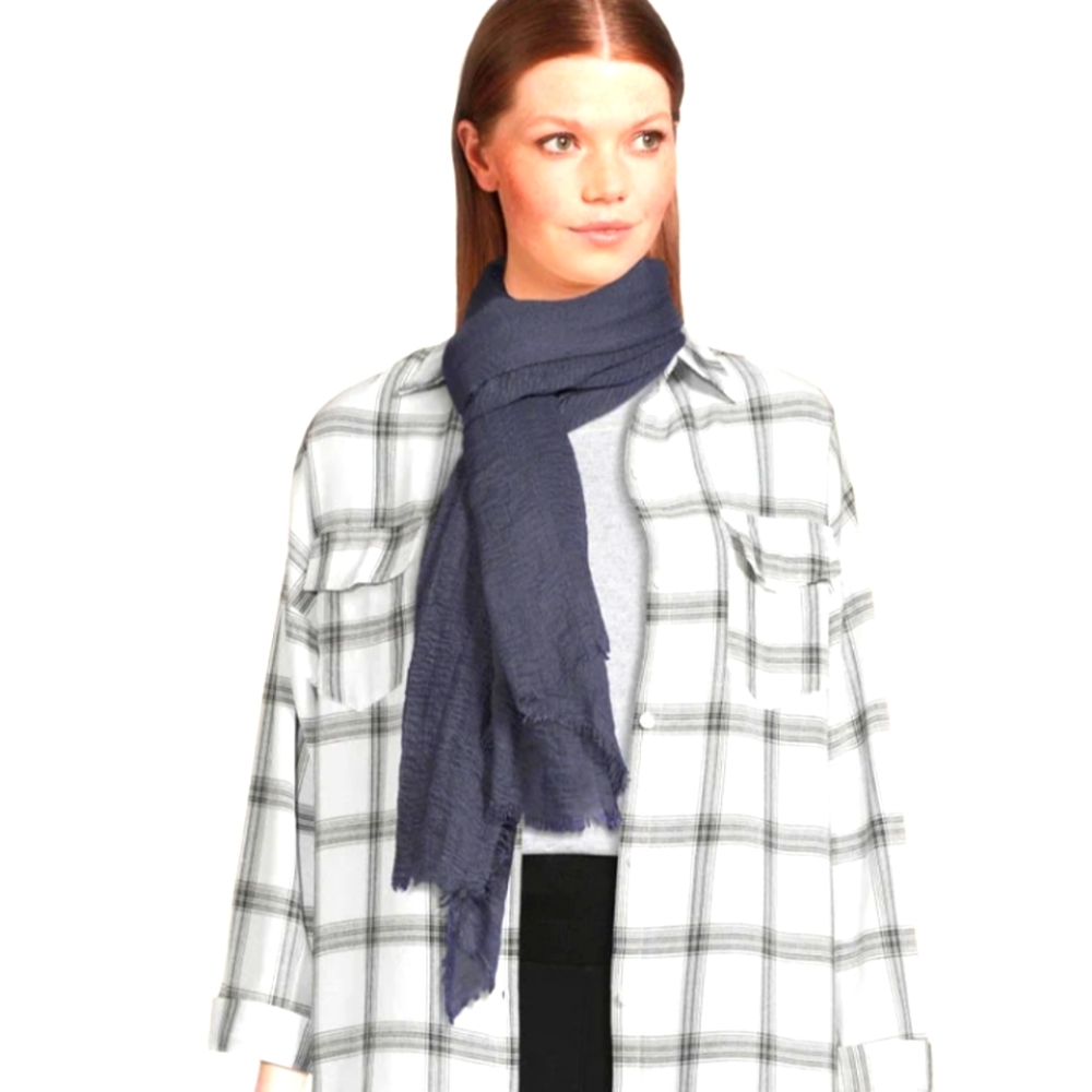 Lauren's Organic Cotton Blended Gauzy Scarf Blue New In Bag